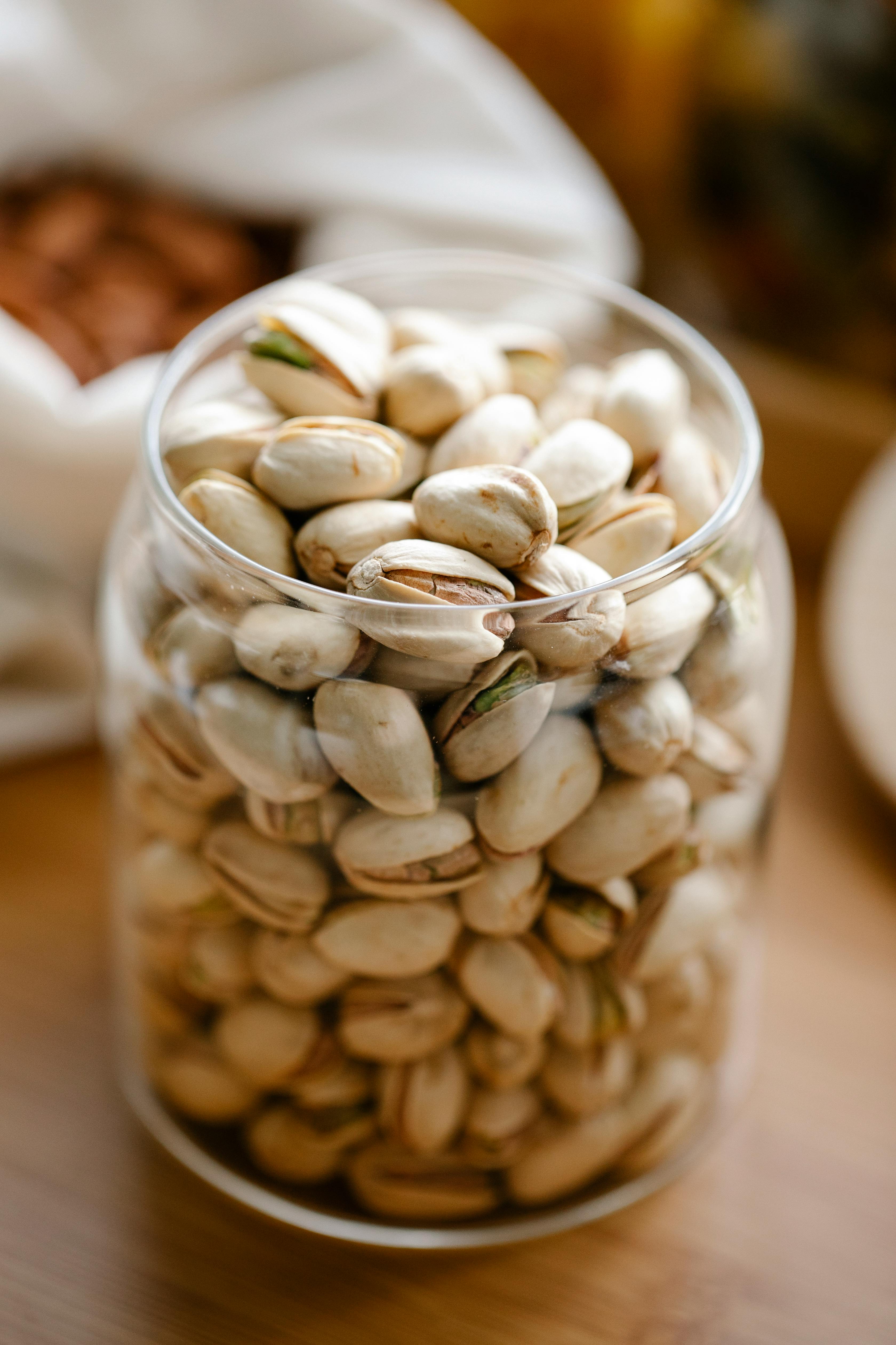 Pistachios in glass jar