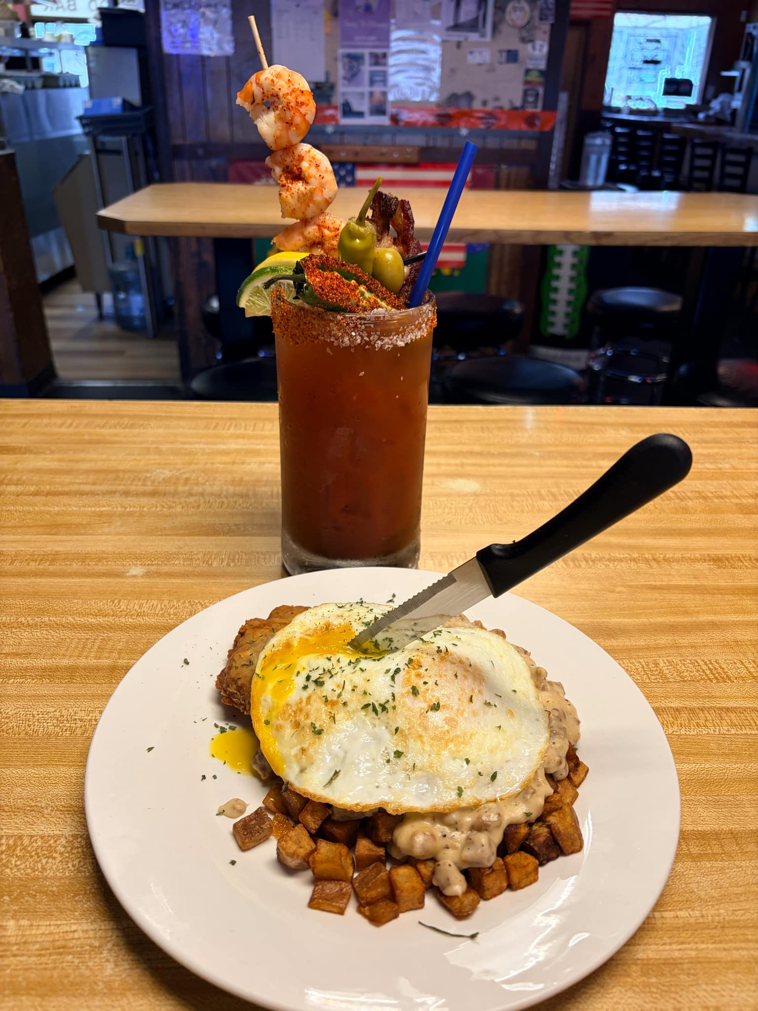 Bellingham breakfast bar food with Bloody Mary cocktails