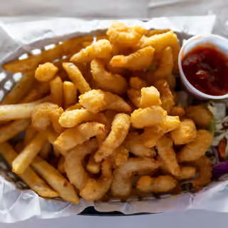 Fried popcorn shrimp basket at Waterfront Tavern Bellingham